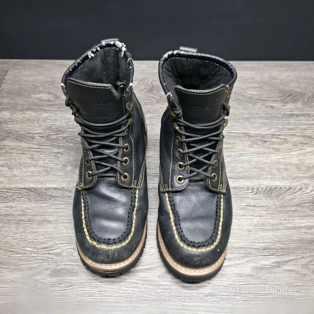 Skechers‎ Men's Work Boots -  Size 9.5 - Oil Resistant, Moc Toe, Black Leather